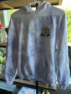 OBEY light purple dye hoodie with rose print